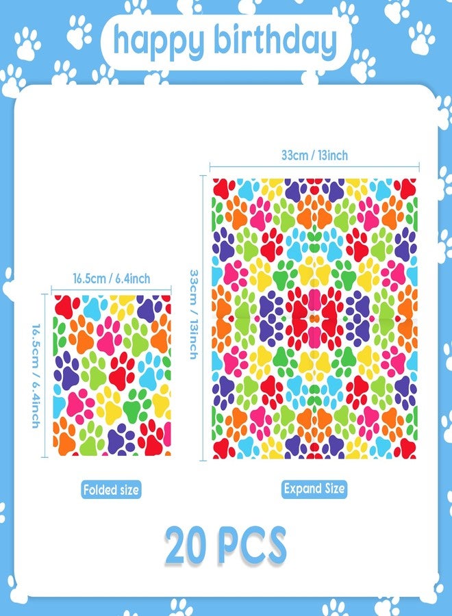 iNINGER 20Pcs Dog Paw Party Napkins,Rainbow Paw Print Dog Napkins Serviettes Tissue for Kids Puppy Dog Themed Birthday Party Supplies,Kids Girls Boys Birthday Party Decorations - Image 2